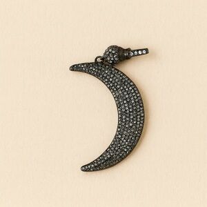 NEW NWOT Karli Buxton Pave Crescent Moon Pendent Black Silver Sparkly RARE